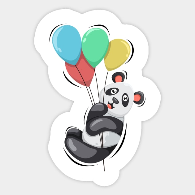 Cute Panda and Balloon Sticker by KLE!